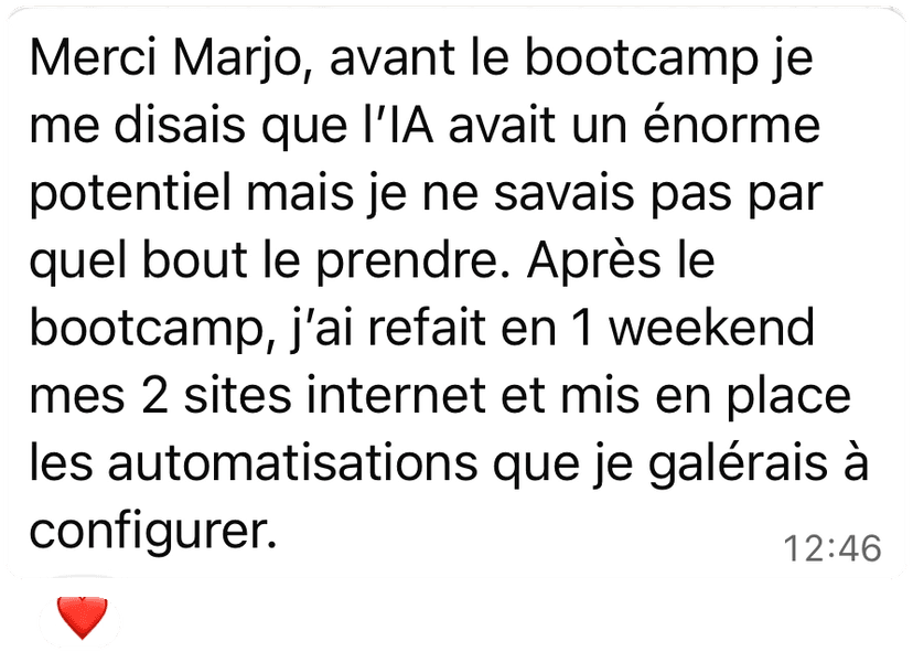 Témoignage WhatsApp — 2 sites refaits en 1 weekend